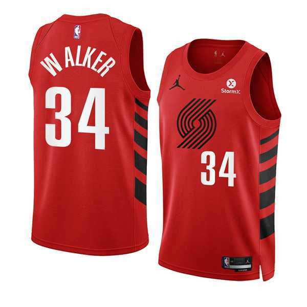 Mens Portland Trail Blazers #34 Jabari Walker 2022-23 Red Statement Edition Swingman Stitched Basketball Jersey Dzhi